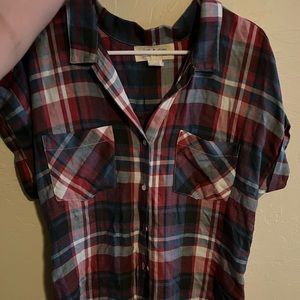 Short sleeve flannel top
